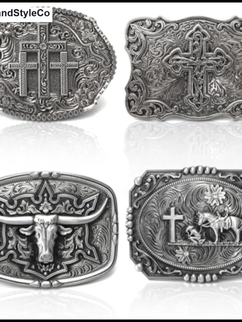4 Pack Western Cowboy Belt Buckles Heavy Duty Zinc Alloy Rodeo Belt Buckles